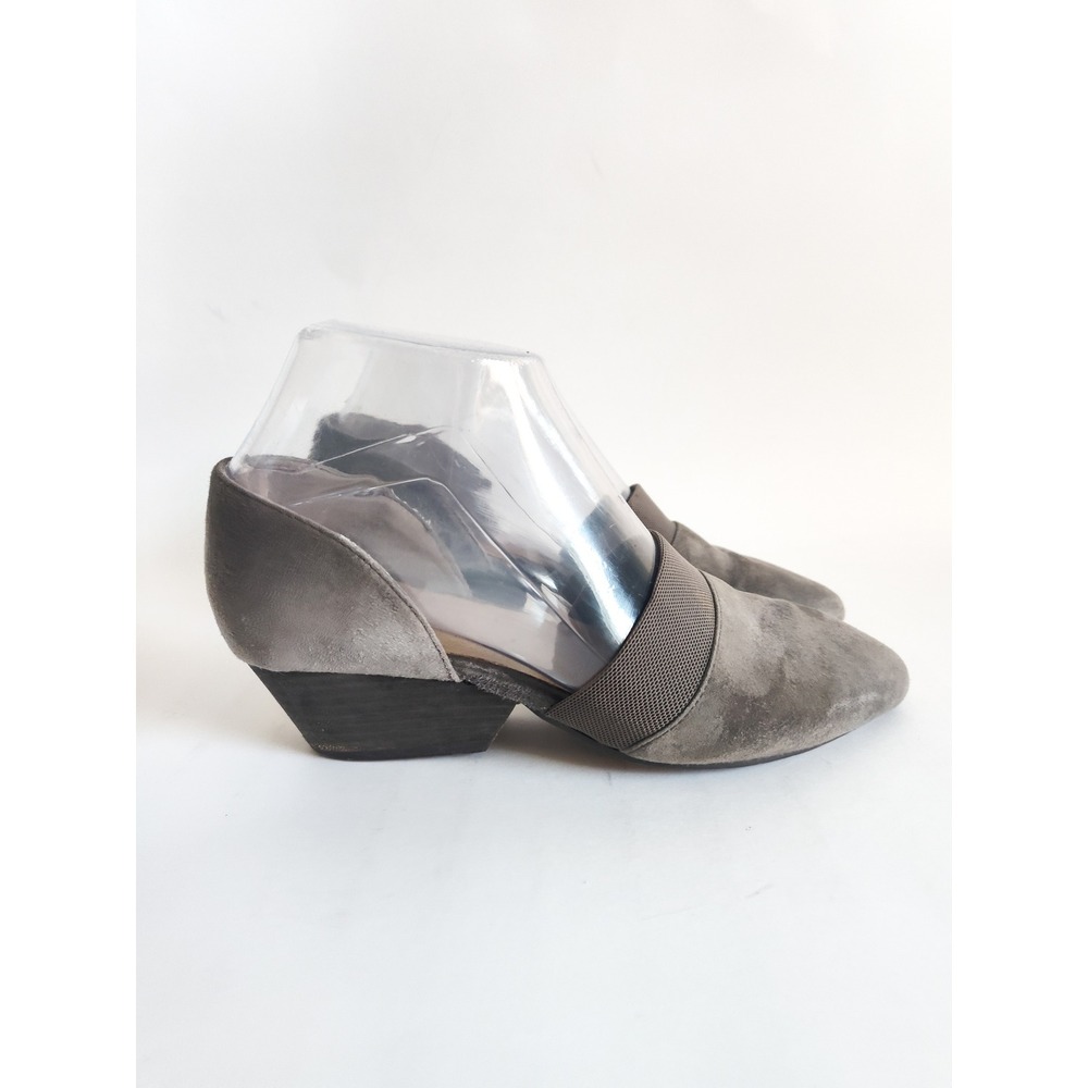 Eileen Fisher Pumps 5.5 Pointed Toe Suede D'Orsay Gray Low Block Heel Hilly